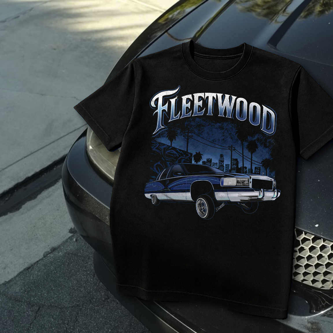 East LA Fleetwood 1986 1990 Lowrider T-Shirt | Chicano Graffiti Streetwear Car Enthusiast Unisex Tee