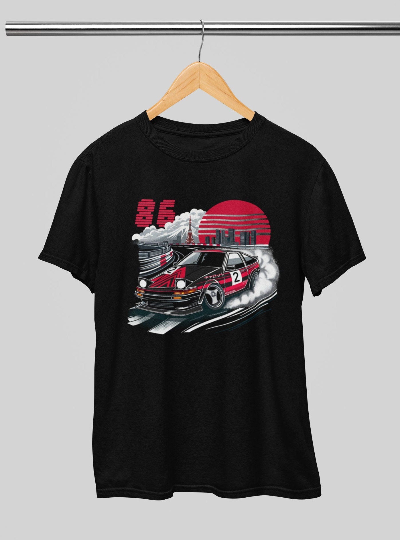 Toyota Corolla TRD AE86 Advan Carrot Tsuchiya Drift King Red Black Unisex T-Shirt
