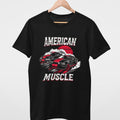 American Muscle Car T-Shirt: Red & Black Mustang Drift Design