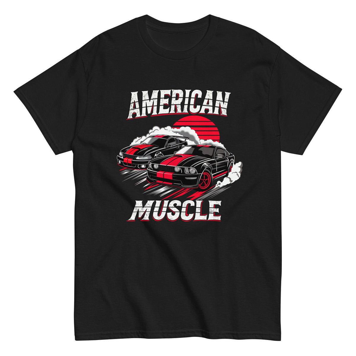 Red and Black American Drift S197 New Edge Mustangs Racing Muscle Car Enthusiast Unisex T Shirt