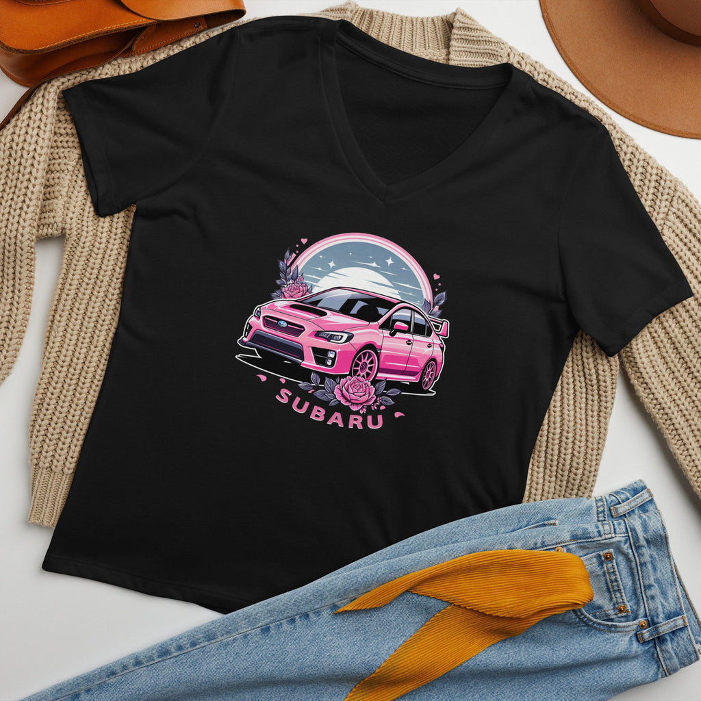 Pink Subaru WRX JDM Car Lover Women’s v-neck t-shirt