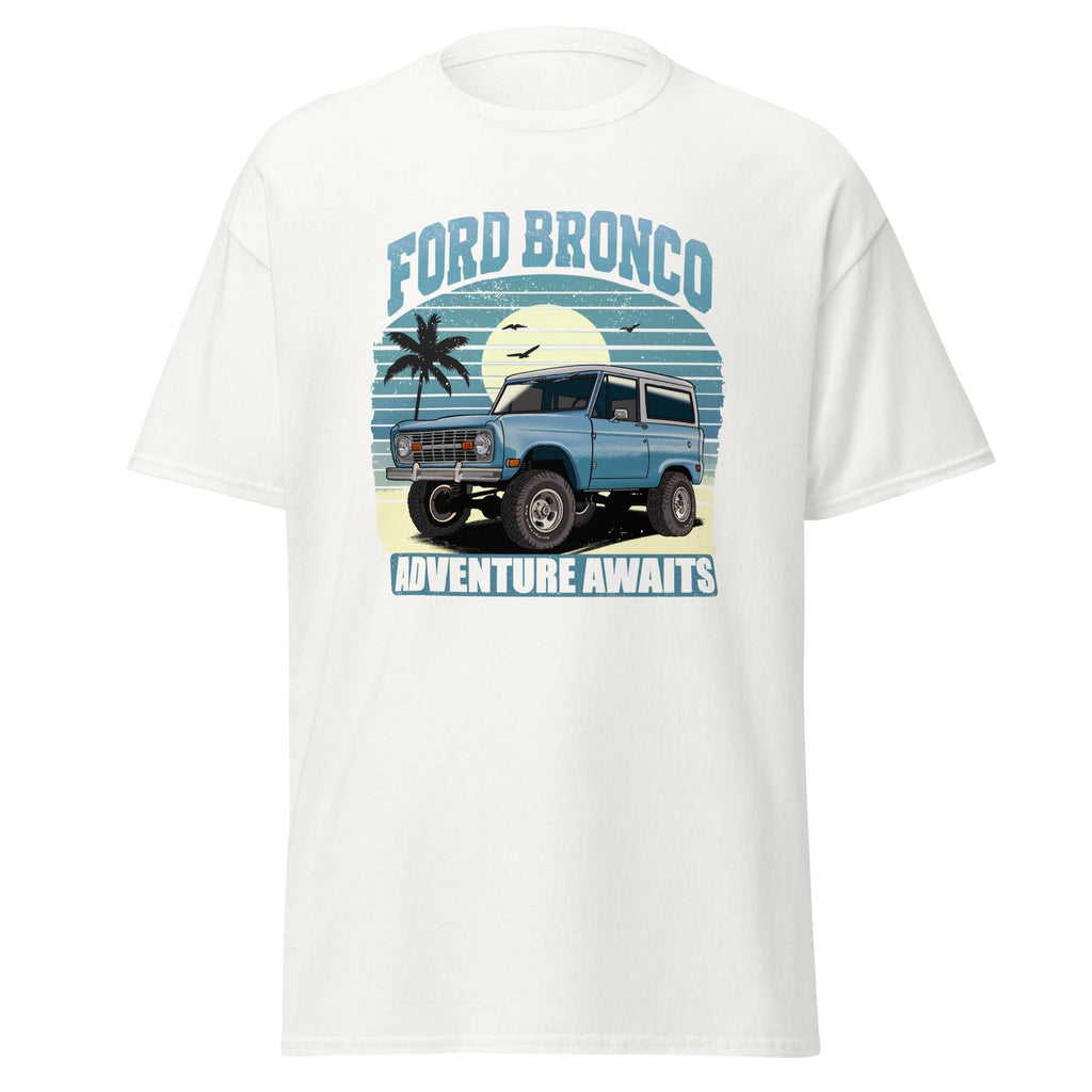 Vintage 1960s Bronco Adventure Awaits T-Shirt – Retro Distressed Off-Road Graphic Tee for Outdoor Enthusiasts