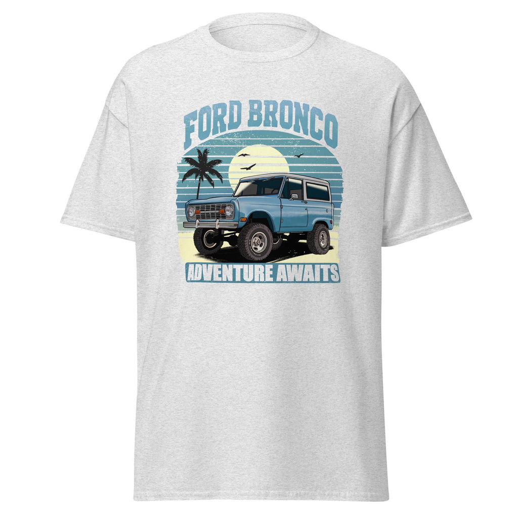 Vintage 1960s Bronco Adventure Awaits T-Shirt – Retro Distressed Off-Road Graphic Tee for Outdoor Enthusiasts