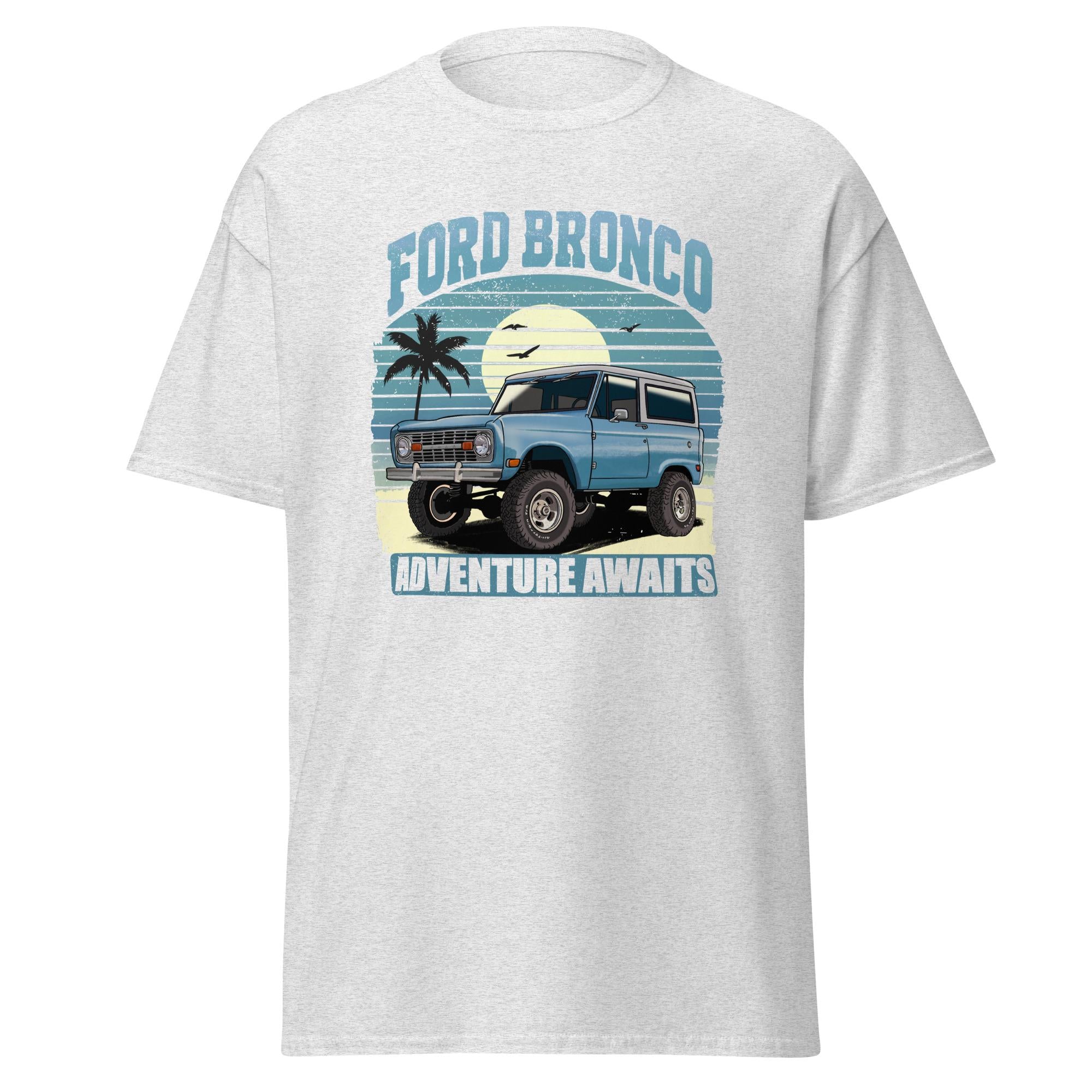 Vintage 1960s Bronco Adventure Awaits T-Shirt – Retro Distressed Off-Road Graphic Tee for Outdoor Enthusiasts