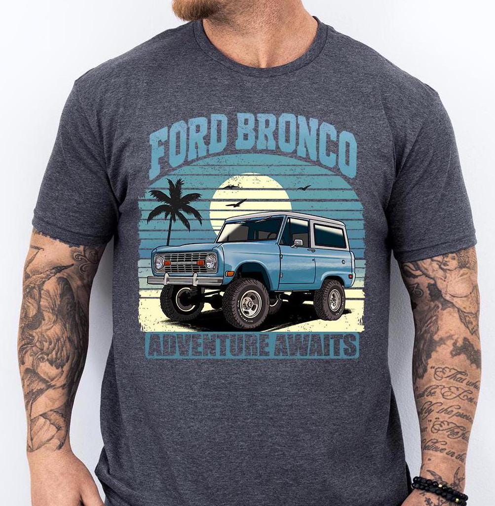 Vintage 1960s Bronco Adventure Awaits T-Shirt – Retro Distressed Off-Road Graphic Tee for Outdoor Enthusiasts