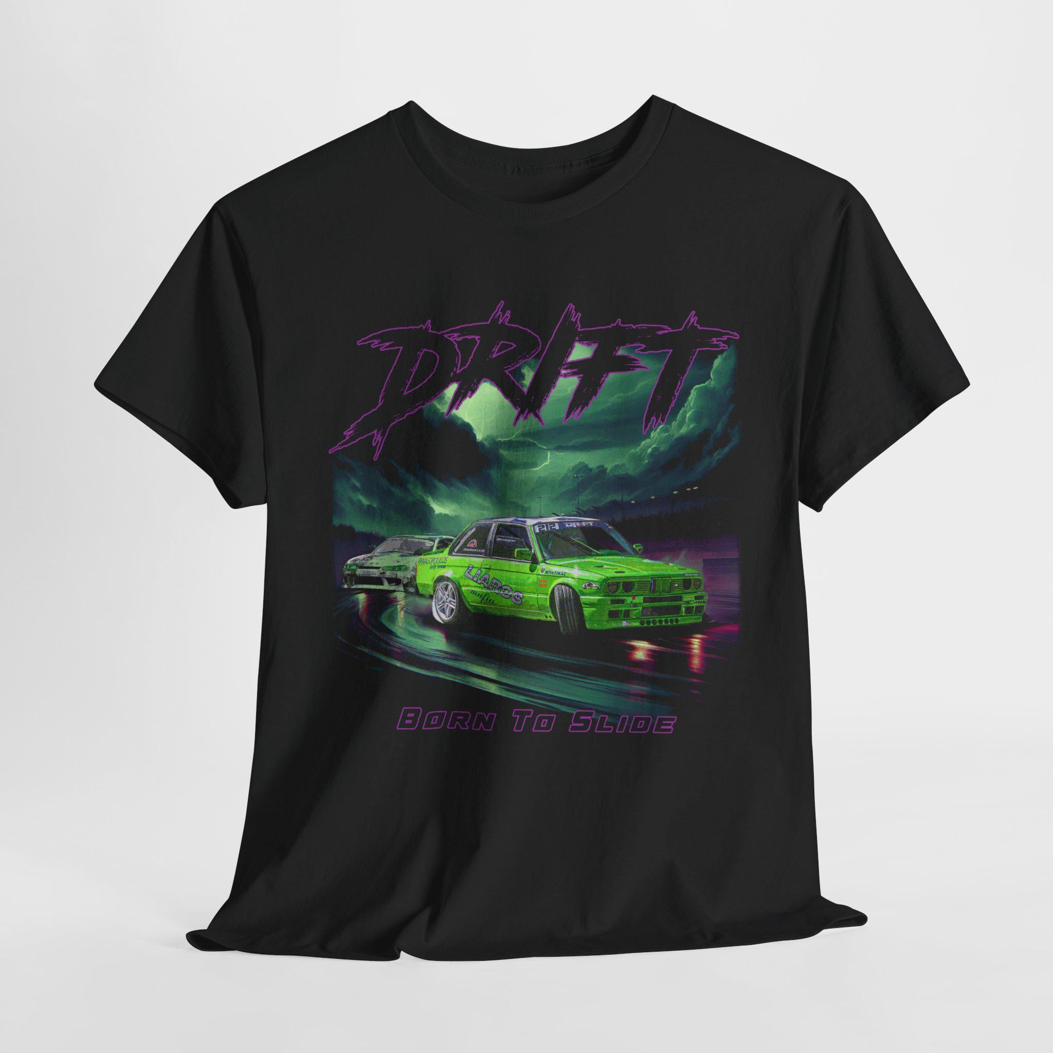 Lime Green Drift Car T-Shirt, Vintage Racing, Motorsport Apparel