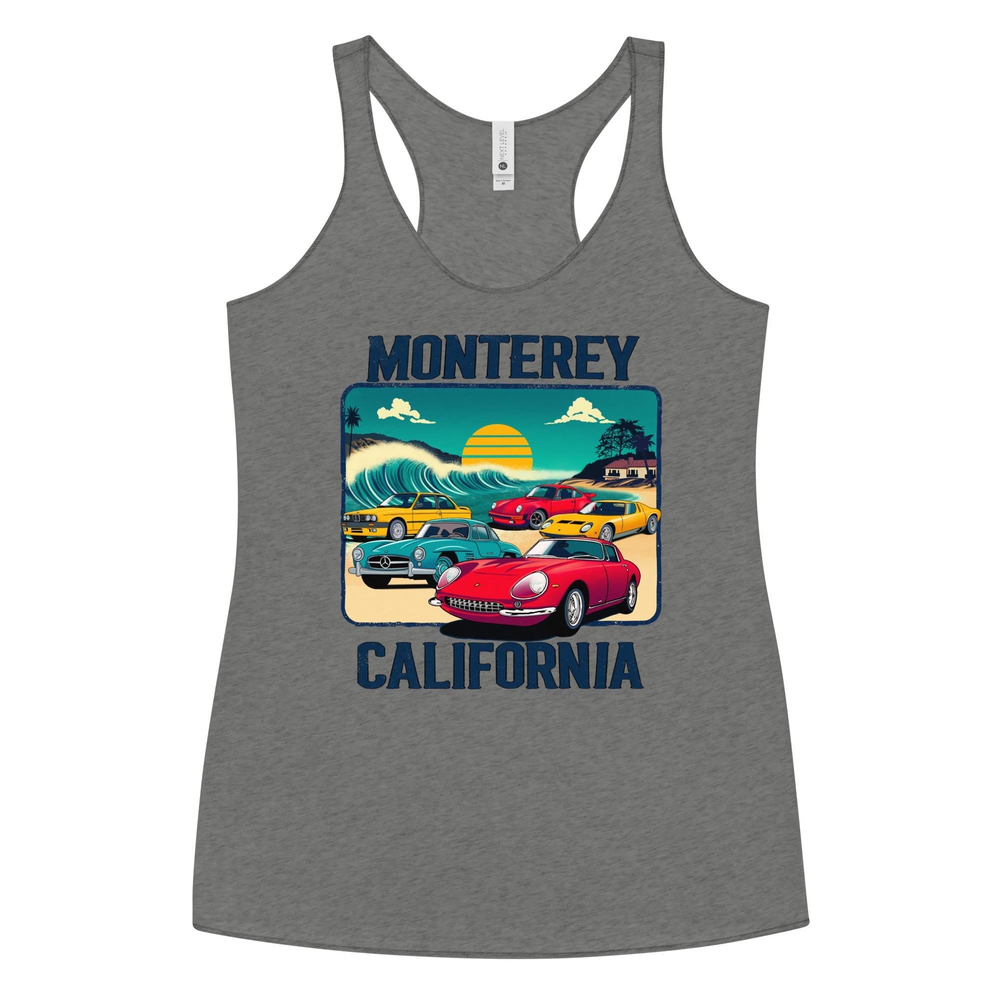 Monterey California Car Week Tank Top – Classic & Vintage Car Enthusiast Summer Beach Shirt Women's Racerback Tank