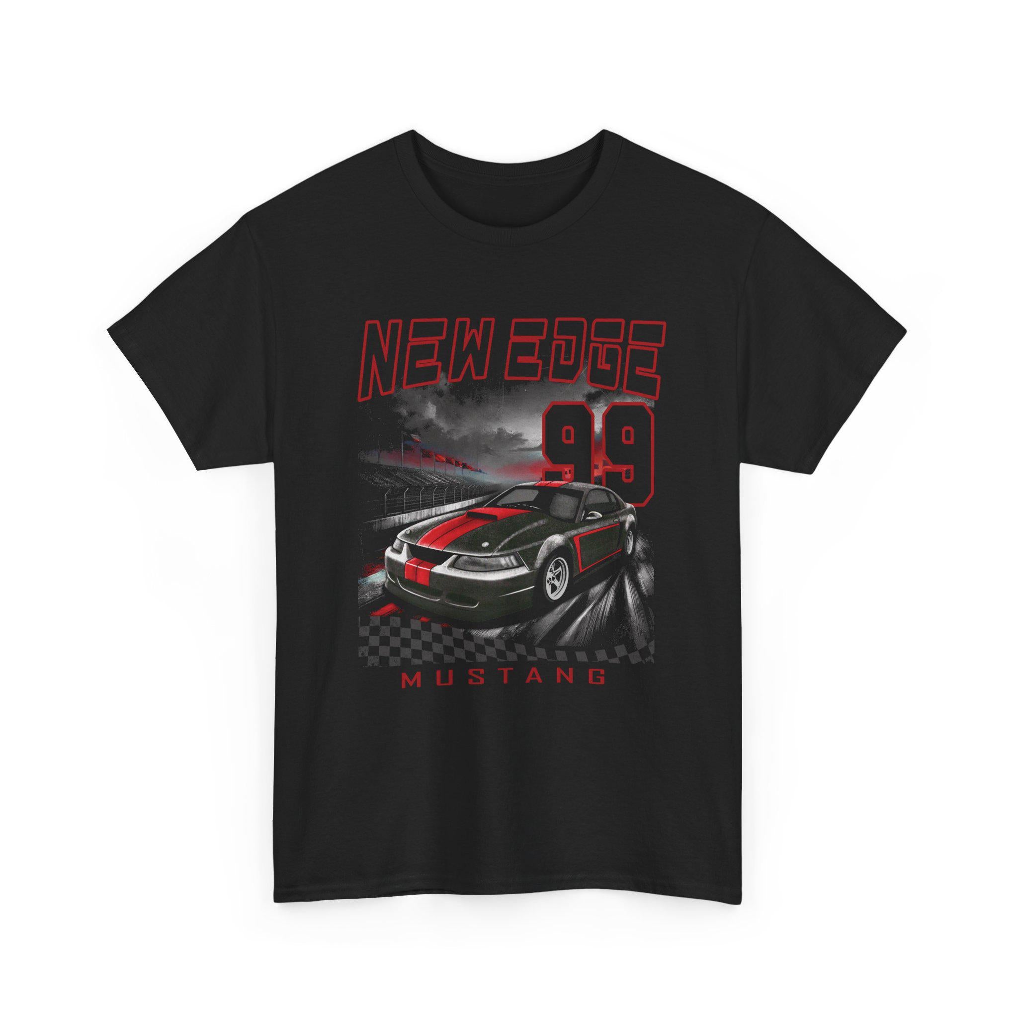 Vintage-Style 1999-2004 Mustang T-Shirt – Red and Black Race Car Design