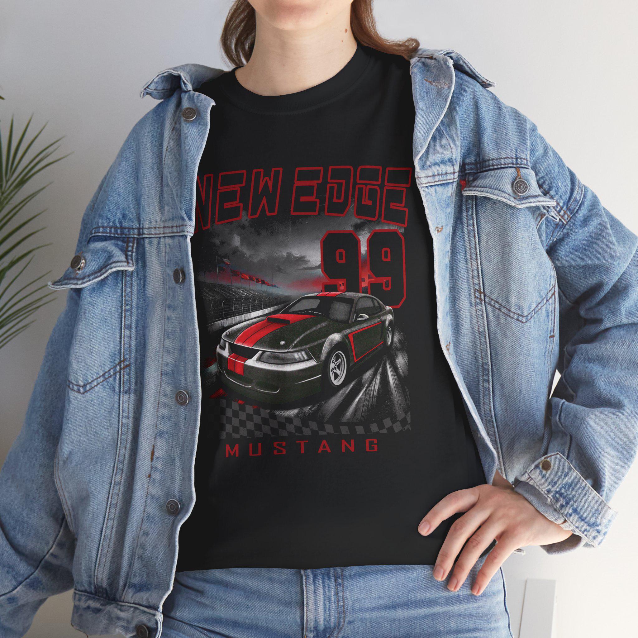 Vintage-Style 1999-2004 Mustang T-Shirt – Red and Black Race Car Design