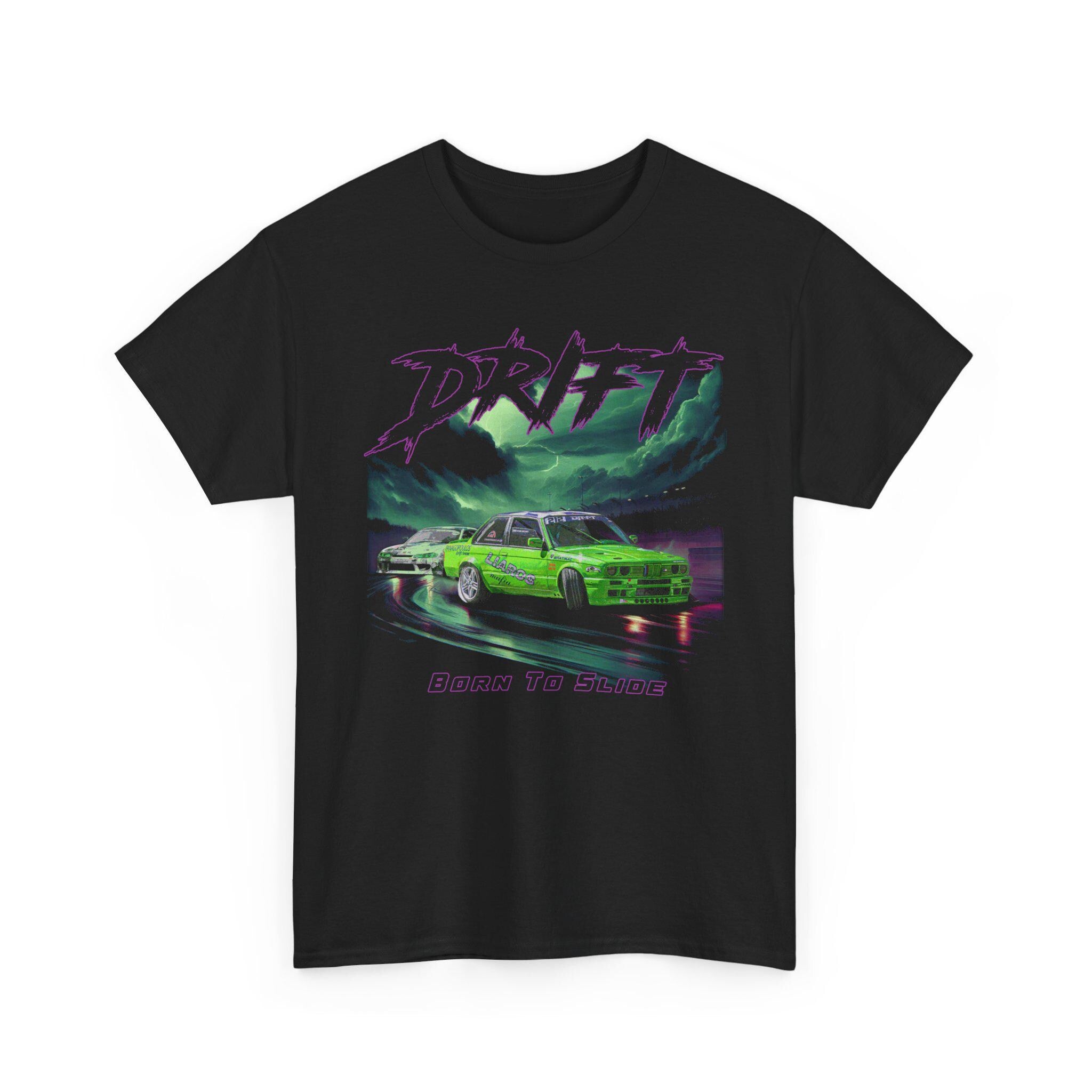 Lime Green Drift Car T-Shirt, Vintage Racing, Motorsport Apparel