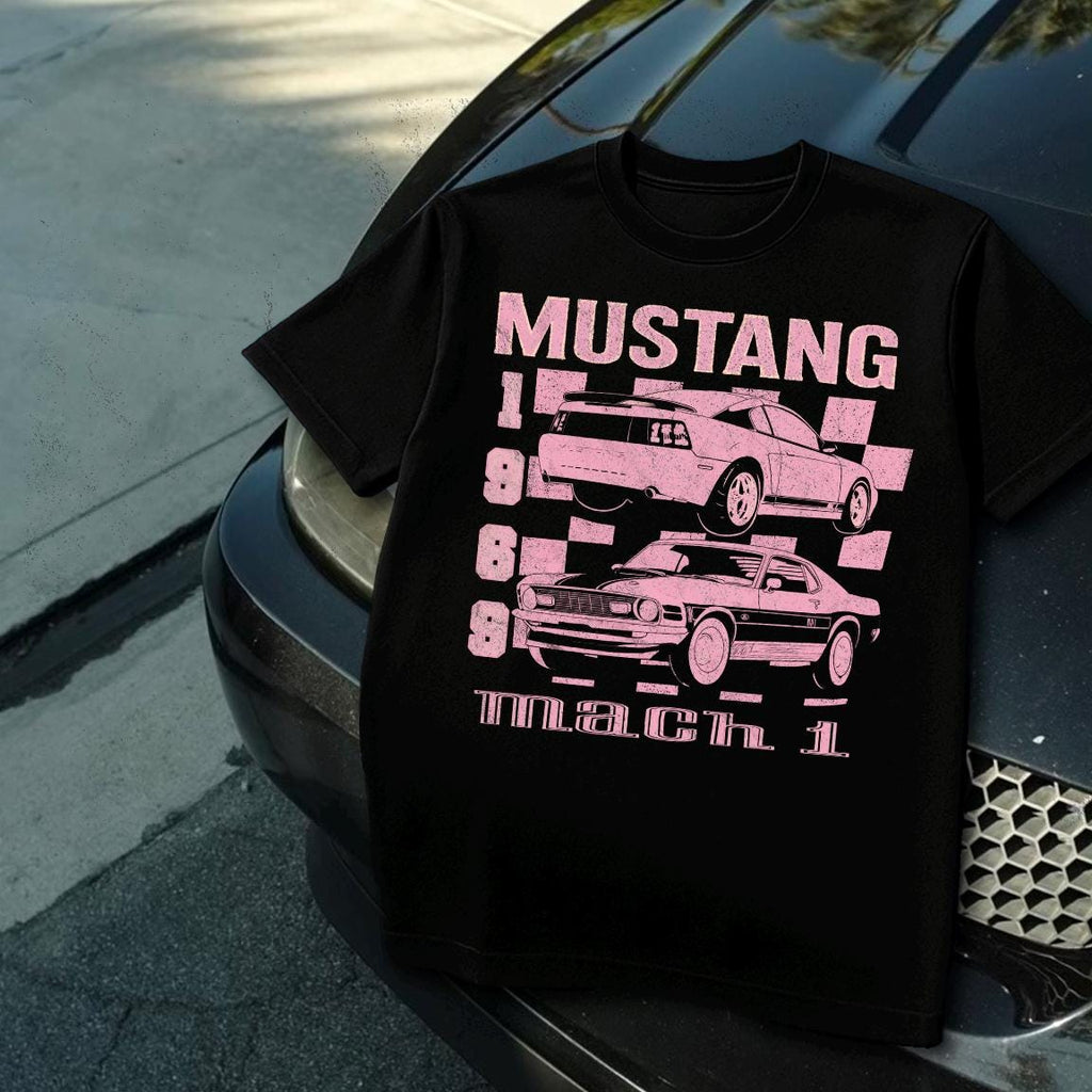 90s vintage faded retro car enthusiast t-shirt mustang mach 1 new edge and fastback Unisex tee