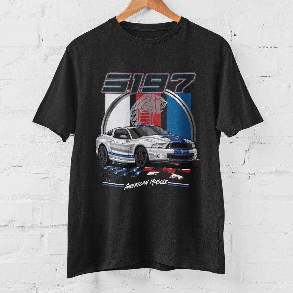 S197 Mustang GT500 Shirt American Muscle Car Unisex Tee 2013 Shelby Tribute Gift for Car Lovers Racing T-Shirt Retro Garage Style