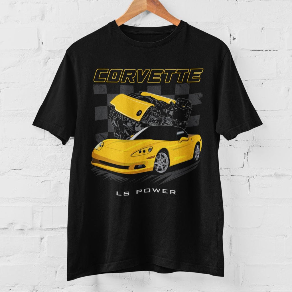 C6 Vette LS Power T-Shirt | Muscle Car Tee Gift for Gearheads | Engine Swap Shirt