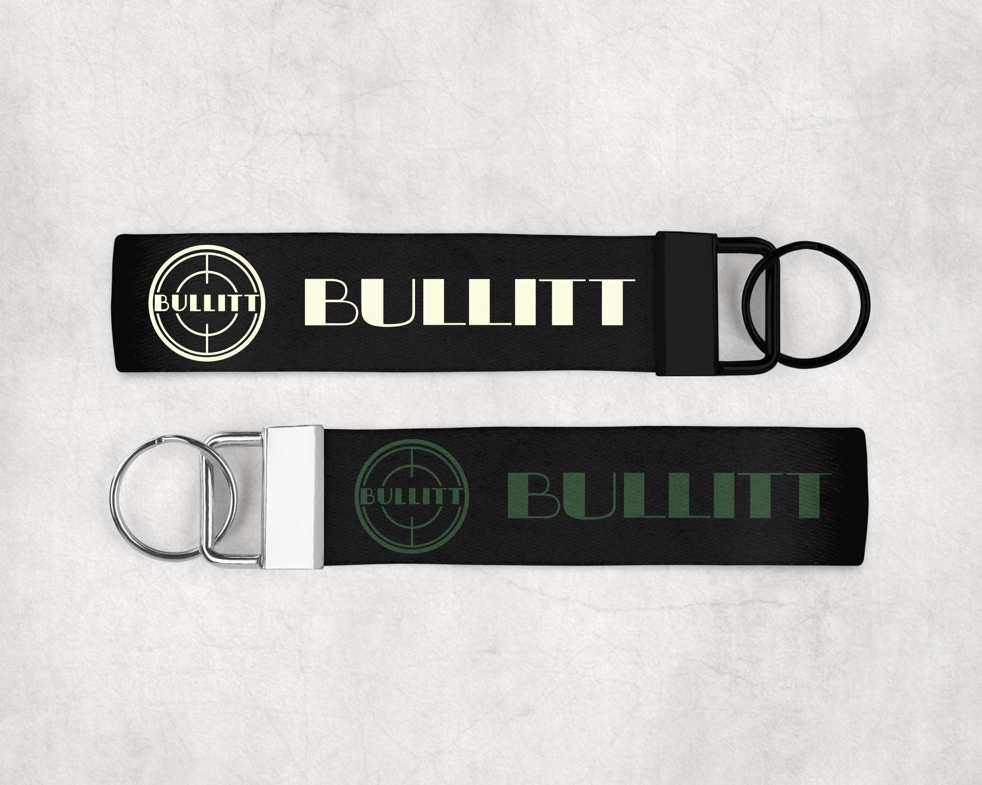 1 Mustang Bullitt Wrist Lanyard Keychain Black Sublimated Car Enthusiast Key Fob