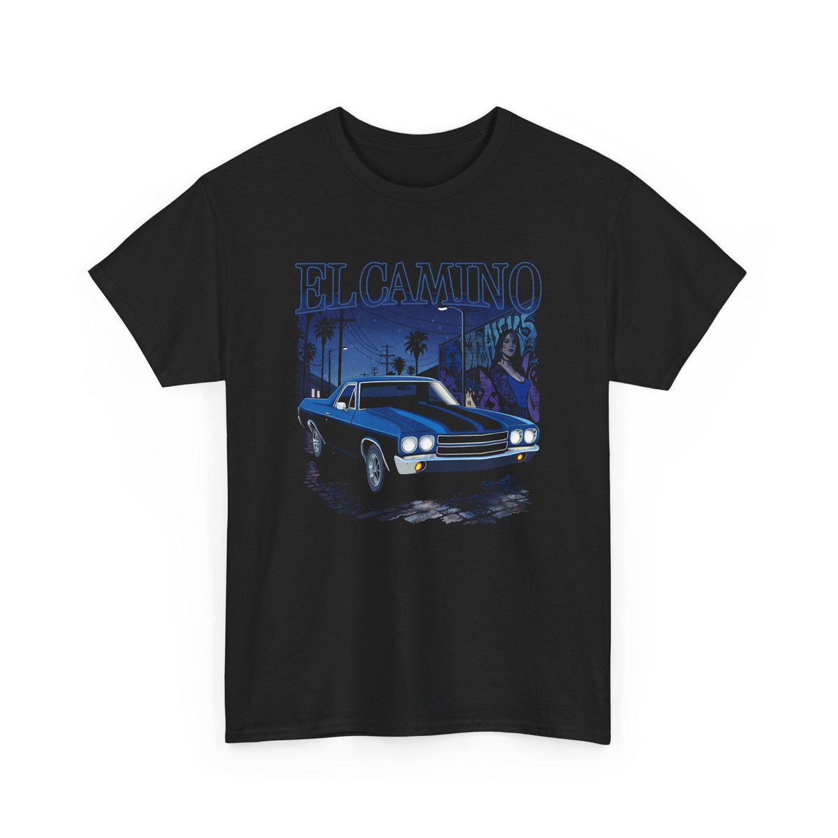 El Camino Night Drive T-Shirt: East LA Muscle Car Art Unisex Cotton Tee