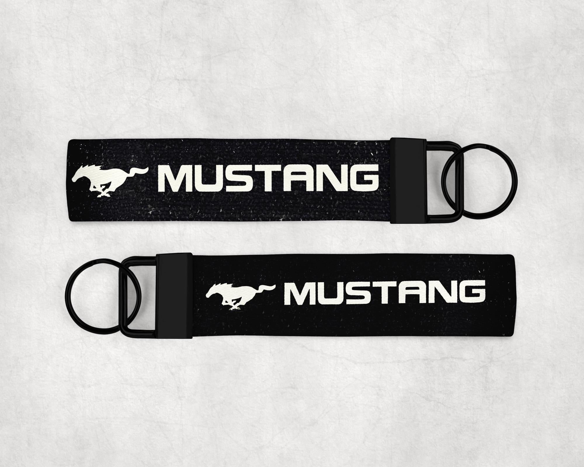 Black Wirstlet keychain for car enthusiasts, lanyard car fob keyrings, mustang lover logo