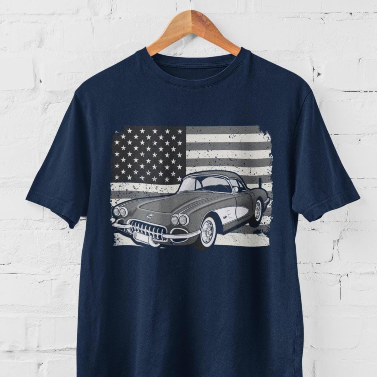 1958-1962 C1 Coupe T-Shirt | Distressed American Flag Muscle Car Tee