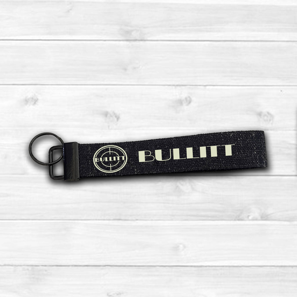 1 Mustang Bullitt Wrist Lanyard Keychain Black Sublimated Car Enthusiast Key Fob