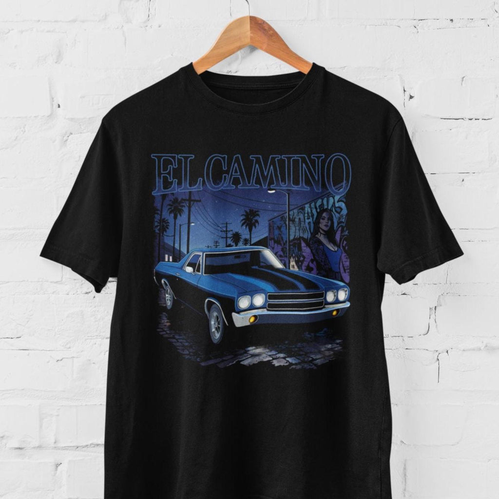 El Camino Night Drive T-Shirt: East LA Muscle Car Art Unisex Cotton Tee