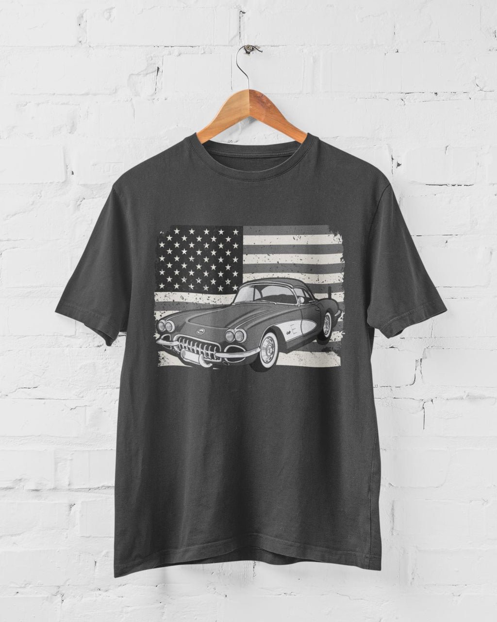 1958-1962 C1 Coupe T-Shirt | Distressed American Flag Muscle Car Tee