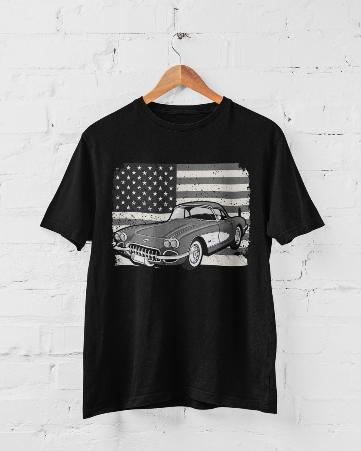 1958-1962 C1 Coupe T-Shirt | Distressed American Flag Muscle Car Tee
