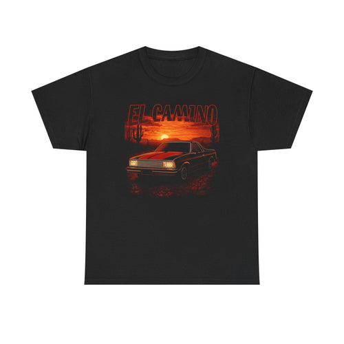 1981 El Camino Classic Sunset Graphic T-Shirt, Retro Muscle Car Tee