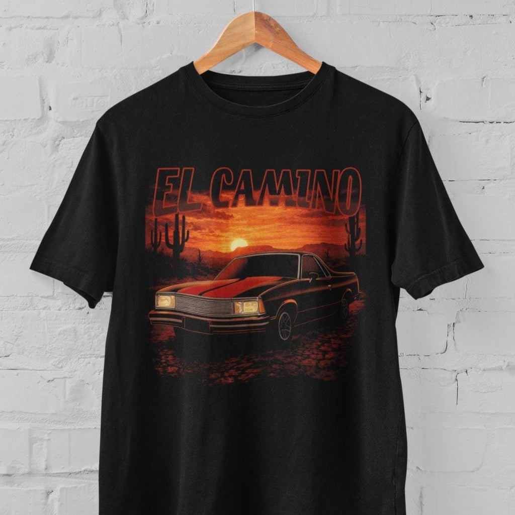 1981 El Camino Classic Sunset Graphic T-Shirt, Retro Muscle Car Tee