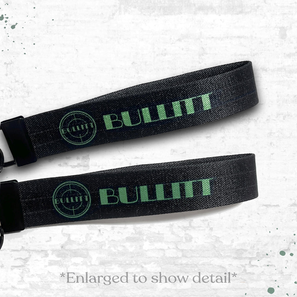 1 Mustang Bullitt Wrist Lanyard Keychain Black Sublimated Car Enthusiast Key Fob